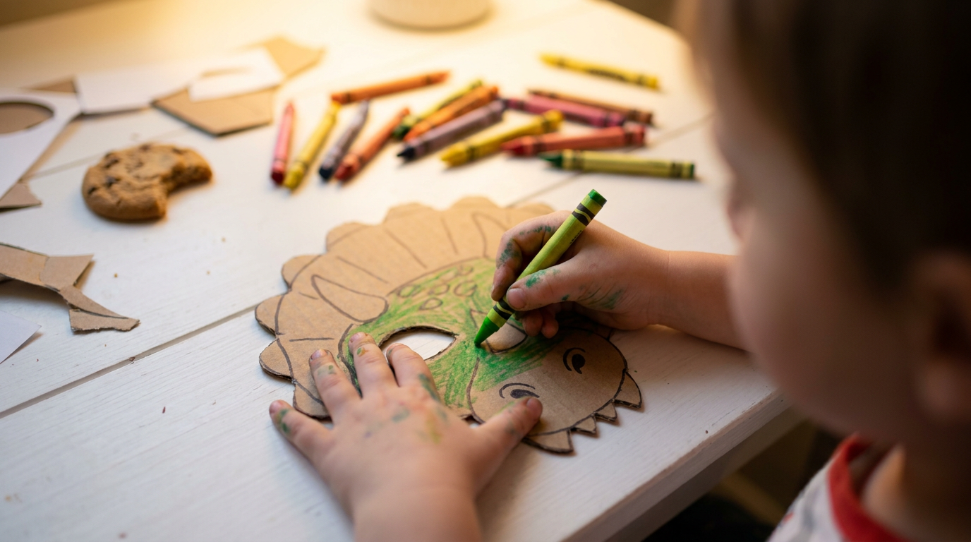 Color and cut — child's hands coloring
